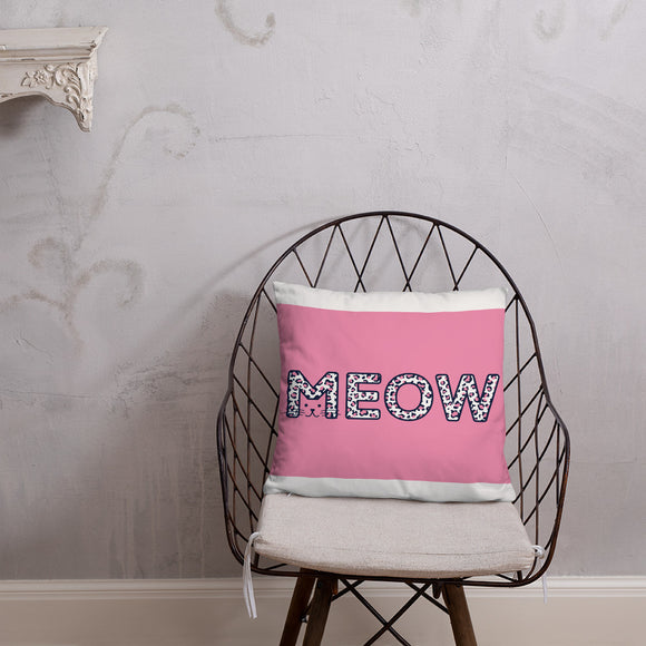 Adorable Decorative Pink 'MEOW' Throw Pillow available in 3 sizes