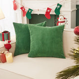 Deconovo Corduroy Throw Pillow Cover with Stripes, Pillow Covers, Cushions Covers with Pattern, Solid Color Soft Decorative Cases for Bedroom, Set of 2