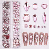 Mixed Shaped Rhinestone Nail Art Decoration, 1 Box Mixed Shape Crystal Nail Art Jewelry, DIY Nail Art Decoration for Women & Girls