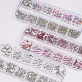 Mixed Shaped Rhinestone Nail Art Decoration, 1 Box Mixed Shape Crystal Nail Art Jewelry, DIY Nail Art Decoration for Women & Girls