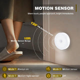 Motion Sensor LED Night Light Indoor,4 Pack USB Rechargeable Kitchen Cabinet Night Lamp Intelligent Induction Lamp,Led Closet Lights,9-Led 3 Modes Night Light,Dimmable under Cabinet Light Stick-On for Bedroom Kitchen Bathroom Living Room Decor