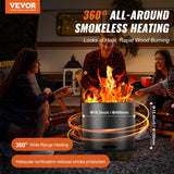 VEVOR Smokeless Fire Pit Stove Bonfire, H: 15.4 in X Dia: 19.3 in ,Wood Burning Fireplaces with Removable Ash Pan, SUS430 Stainless Steel Inner Portable Outdoor Firepit, for Outdoor Patio Camping