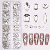 Mixed Shaped Rhinestone Nail Art Decoration, 1 Box Mixed Shape Crystal Nail Art Jewelry, DIY Nail Art Decoration for Women & Girls