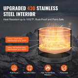 VEVOR Smokeless Fire Pit Stove Bonfire, H: 15.4 in X Dia: 19.3 in ,Wood Burning Fireplaces with Removable Ash Pan, SUS430 Stainless Steel Inner Portable Outdoor Firepit, for Outdoor Patio Camping