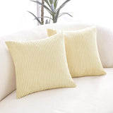 Deconovo Corduroy Throw Pillow Cover with Stripes, Pillow Covers, Cushions Covers with Pattern, Solid Color Soft Decorative Cases for Bedroom, Set of 2