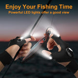 Outdoor Camping Gloves with LED Light, 1 Pair Portable LED Flashlight Gloves with 8 Button Batteries & 1 Screwdriver