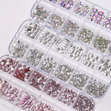 Mixed Shaped Rhinestone Nail Art Decoration, 1 Box Mixed Shape Crystal Nail Art Jewelry, DIY Nail Art Decoration for Women & Girls