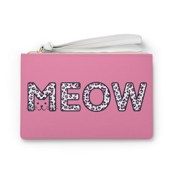 Functional Pink Clutch Bag with Cute 'MEOW' Design - Great Gift Idea!