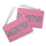 Functional Pink Clutch Bag with Cute 'MEOW' Design - Great Gift Idea!