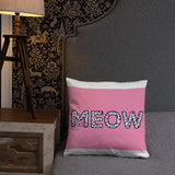 Adorable Decorative Pink 'MEOW' Throw Pillow available in 3 sizes