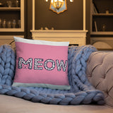 Adorable Decorative Pink 'MEOW' Throw Pillow available in 3 sizes