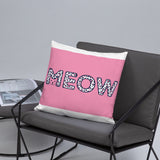 Adorable Decorative Pink 'MEOW' Throw Pillow available in 3 sizes