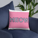 Adorable Decorative Pink 'MEOW' Throw Pillow available in 3 sizes