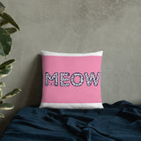 Adorable Decorative Pink 'MEOW' Throw Pillow available in 3 sizes