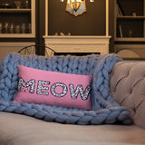 Adorable Decorative Pink 'MEOW' Throw Pillow available in 3 sizes