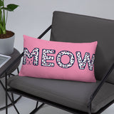 Adorable Decorative Pink 'MEOW' Throw Pillow available in 3 sizes