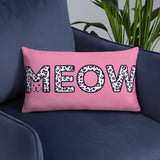 Adorable Decorative Pink 'MEOW' Throw Pillow available in 3 sizes