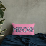 Adorable Decorative Pink 'MEOW' Throw Pillow available in 3 sizes